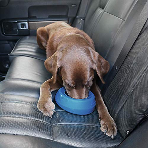 Kurgo Splash Free Wander Dog Water Bowl - Anti-Splash Rim - Travel Friendly - Food Grade Silicone - Compact Wedge Shape - Dishwasher-Safe Bowl - 24 oz - Coastal Blue