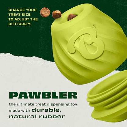 Benebone Pawbler - Natural Rubber Interactive Enrichment Treat and Kibble Dispensing Dog Toy - Great for Boredom - Small