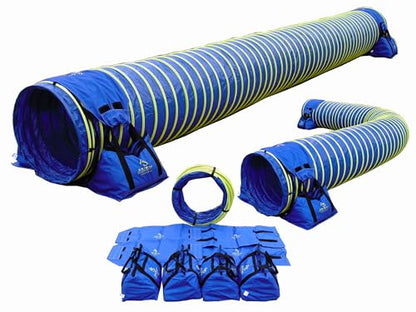 20' Heavy Duty Dog Agility Tunnel with 2 Sets of Tiedown System, Competition & Training, Multiple Colors, 2 Lengths (Blue) - color: Blue