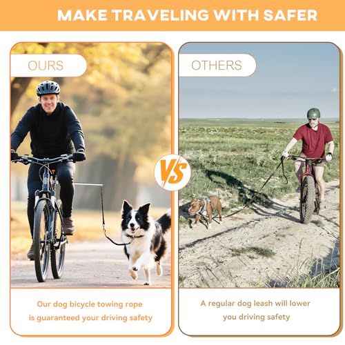 Hands Free Dog Bike Leash - Heavy Duty Bicycle Attachment with Quick Connect & Buffer Rope, Fit Leash for Medium Large Dogs - Cycling, Jogging, Outdoor Exercise (Black)