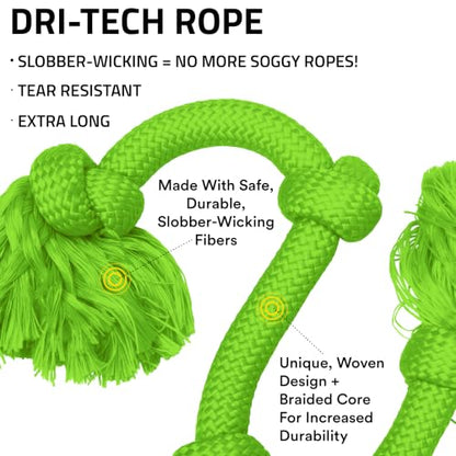 Playology Dog Toys | Dri-Tech Rope Tug of War Dog Toy for Tough Chewers | Sweet Potato Scented Mega Size Tug Rope Toys for Extra Large Dogs - size: Mega, style: Sweet Potato