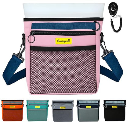 Raisingwell Dog Treat Pouch with Magnetic Closure 4-Cup Silicone Bag Fanny Pack Holder with Clicker 4 Ways to Wear Front Pocket Fits All Phones Ideal for Leash, Pet Walking and Training（Pink） - color: I.Pink, size: 4CUP