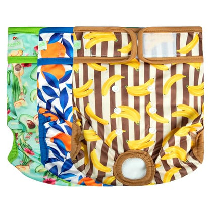 wegreeco Washable Reusable Premium Dog Diapers,Pack of 3,Small Dog Puppy & Doggy Diapers Female,Dog Period Panties Diapers Female in Heat Fruits S - color: Fruits, size: Small