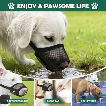 Dog Muzzle Medium Sized Dogs - Adjustable Velcro with Soft Air Mesh Muzzle for Medium Sized Dog | Mussle to Stop Biting Barking and Chewing | Allows Panting and Drinking - size: Medium ( 5.5” - 7.8” )