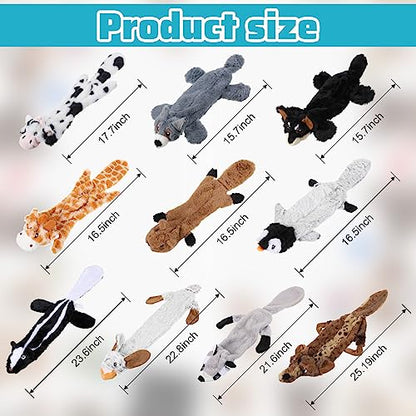 Sratte 10 Pcs Soft Dog Squeaky Toys No Stuffing Crinkle Dog Toy for Aggressive Chewers Durable Plush Teething Puppy Squeak Animals Chew for Small Medium Large Pets, 10 Styles (Classic Style) - style: Classic Style
