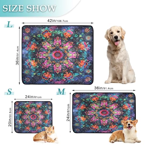 Qilmy Mandala Pet Mat, Waterproof Reusable Dog Training Pad Anti-Slip Pet Creat Pad for Small Medium Large Dogs and Cats - size: Medium+Large