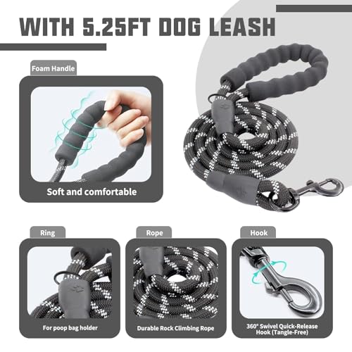 AUROTH Dog Harness and Leash Set, Soft Padded Service Dog Vest with 5.25FT Dog Leash, No Choke, Easy On Pet Vest, Adjustable Reflective No Pull Pet Vest Medium Sized Dog, Easy Walking and Training - color: Black, size: M(Neck:17.7"-24",Chest:23.6"-31.9")
