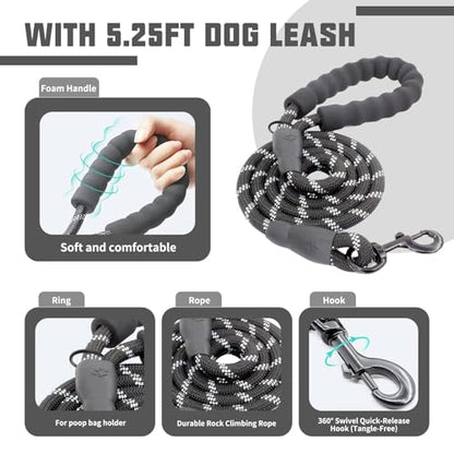 AUROTH Dog Harness and Leash Set, Soft Padded Service Dog Vest with 5.25FT Dog Leash, No Choke, Easy On Pet Vest, Adjustable Reflective No Pull Pet Vest Medium Sized Dog, Easy Walking and Training - color: Black, size: M(Neck:17.7"-24",Chest:23.6"-31.9")