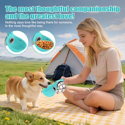 Portable Dog Water Bottle 10oz Stainless Steel Travel Dog Water Dispenser with Bowl No-Spill Puppy Water Bottle for Walking Hiking Small Dog Water Bottle (Blue Bow Print) - color: Blue Bow Print