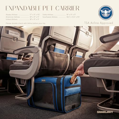 Top-Expandable Pet Carrier with Treat & Pet Window,17x11x9.5 Inch Alaska Hawaiian Airline Approved,Soft-Sided Dog Carrier for Small Dogs and Cats,Travel Cat Carrier with Locking Safety Zippers,Blue - color: Blue, size: 17.0"L x 11.0"W x 9.5"H