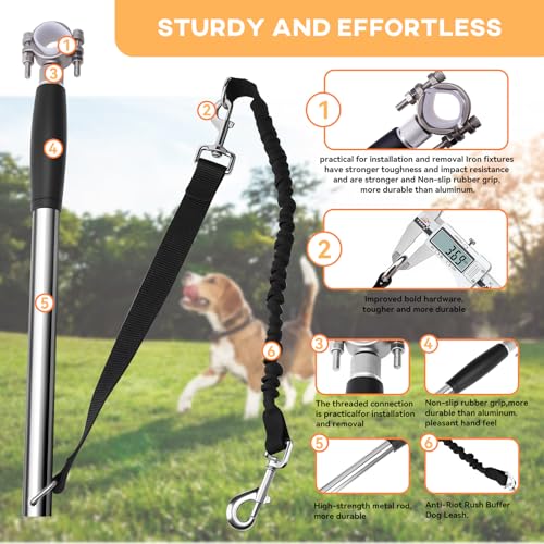 Hands Free Dog Bike Leash - Heavy Duty Bicycle Attachment with Quick Connect & Buffer Rope, Fit Leash for Medium Large Dogs - Cycling, Jogging, Outdoor Exercise (Black)