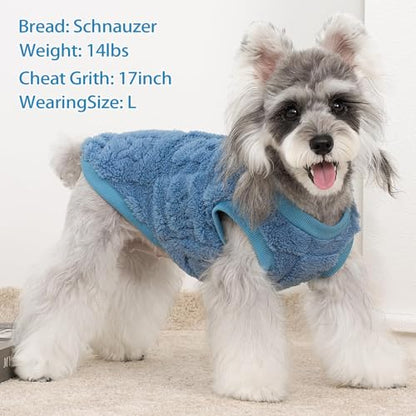 XPUDAC 3 Pack Dog Sweatshirt, Dog Winter Coat with Cute Pattens Pullover Stretchy Fleece Pet Sweater for Small Medium Dogs Girl boy-M（Blue, Khaki, Grey - color: Blue, Khaki, Grey, size: Medium