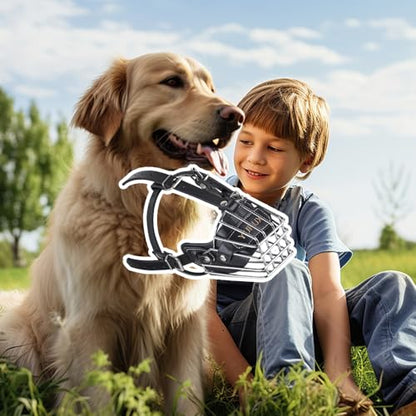 Dog Muzzle- Adjustable Durable Metal Basket,Leather Muzzle,Dog Muzzle for Large Dogs,Basket Allows Panting and Drinking-Comfortable,Lightweight,Muzzle for Large Sized Dog (XL)
