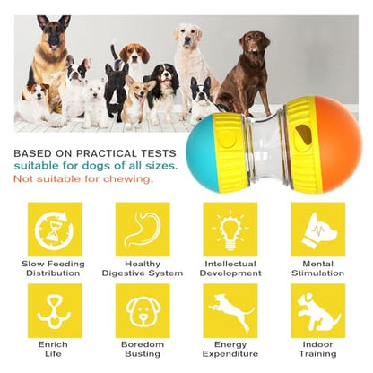 BSISUERM Dog Treat Dispensing Puzzle Toy Adjustable Food Dispenser Slow Feeder Puppy Enrichment Rolling Ball Pet Interactive Chase Toys Stimulating Game for Small Medium Dogs Gift to Keep Them Busy - color: Orange - Single - Standard