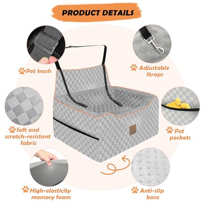 Large Dog Car Seat for Back Seat – Removable Dog Booster Seat & Washable Pet Car Seat for Medium & 2 Small Dogs up to 60lbs – Safety Straps & Storage Pocket – Travel & Home Use (Gray) - color: Medium-Gray