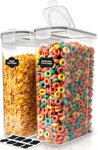 Utopia Kitchen Cereal Containers Storage Set – 2 Pack 4L(135.2 oz) Airtight Food Storage Containers with Lids, BPA-Free Cereal Dispensers for Pantry Organization and Storage (Clear) - size: 4 Liter (Pack of 2)