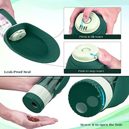 TIOVERY Dog Water Bottle Dispenser for Walking, Pet Water Feeder Container Portable with Drinking Cup Bowl Outdoor Hiking, Travel 20OZ Large Green