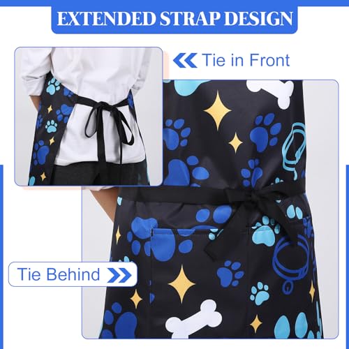Dog Grooming Waterproof Apron with 2 Pockets, Cute Animals Puppy Dog Pets Apron - style: Blue Pet Collar