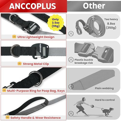 Anccoplus Hands Free Dog Leash, Multifunctional Crossbody Running for Dogs, Ultra-Light Dog Training Leash with Secure Clip, Short & Long Leashes, Adjustable Service Dog Leashes (Black Gray) - color: Black Gray