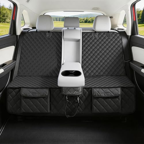 Bark Lover Dog Car Seat Cover for Back Seat,Armrest Compatible, Waterproof Backseat Protector, Nonslip Rear Seat Cover for Dogs & Kids, Universal Size Fits Cars Trucks SUVs(Black) - color: Black-DZ