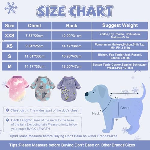 Small Dog Sweater Night Glow Fleece Dog Clothes for Small Dogs Girl Boy, Warm Pullover Doggy Sweatshirt, Winter Pet Coat Jacket Cat Costume, Puppy Outfit Female Male, Blue, XXS - color: Night Glow Blue, size: XX-Small (Chest 11in )