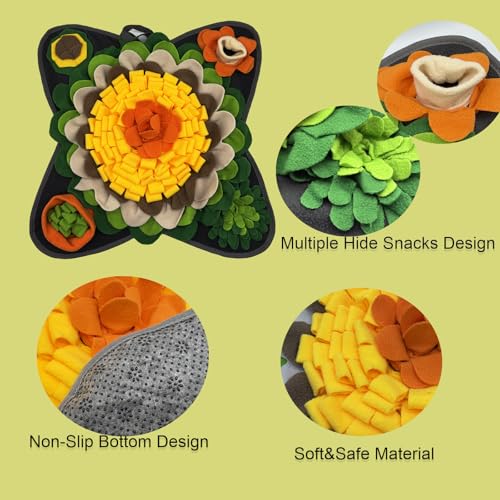 Rabbit Foraging Mat Snuffle Mat, Feeding Mat Interactive Feeding Puzzle Toy, Pet Sniffing Training Mat for Dogs, Hamsters Guinea Pigs Stress Relief