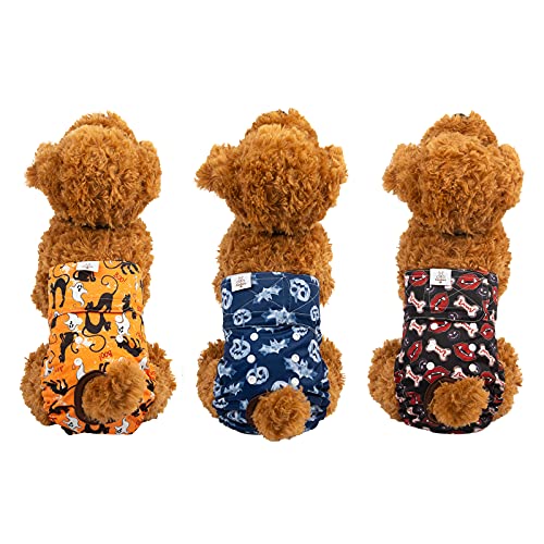 CuteBone Dog Diapers Female Washable Small Medium Large 3 Pack Reusable Doggie Diapers Puppy Period Pants for Doggy Heat Cycle Peeing - size: M