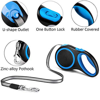Segarty 2Packs Retractable Dog Leash, 26 Ft, Up to 110 Lbs, 1 Button Break & Lock, 360 Tangle-Free, Heavy Duty Long Dog Lead for Training Walking