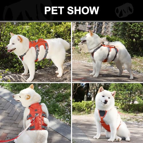 Escape Proof Dog Harness Small Sized Dog, Lightweight Full Body Pet Vest with Lift Handle & Leash Clip, Reflective Adjustable No Slip Dog Harness for Daily Walking(Vermilion,Chest:16-27") - color: Vermilion, size: S: Chest 16-27", Fit 12-25 lbs
