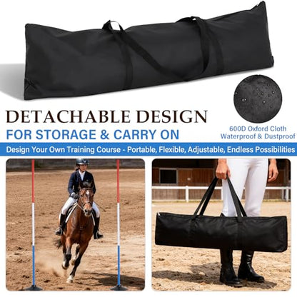 Neoaider 6 FT Pole Bending Poles for Horses, 10 Pack Agility Poles | 3-Color High Visibility, Heavy-duty Rubber Bases, Waterproof Carry Bag, Ideal for Equestrian, Soccer, Football, Pet Training