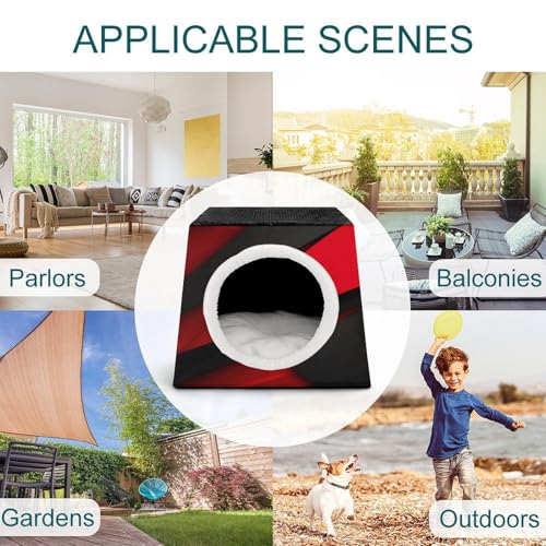 Collapsible Soft Dog Crate Pet Kennel Houses Red Black Printed Lightweight Travel Crate Kennel Indoor & Outdoor, 13.8"x13.8"x11.8"