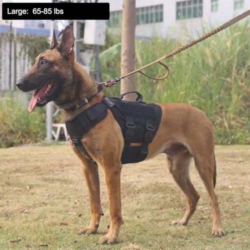 ICEFANG GN3 Tactical Dog Harness with 6X Buckle,Dog Molle Vest with Handle,3/4 Body Coverage,Hook and Loop Panel for ID Patch,No Pulling Front Clip (L (28"-35" Girth), Black) - color: Black, size: Large (Pack of 1)