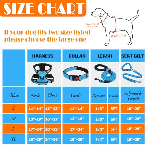 LOBEVE No Pull Dog Harness, Collar & Leash Set | Includes Dog Seat Belt, Collapsible Bowls & Poop Bag Dispenser. Ideal for Training, Walking, Hiking. Fits Small to Large Dogs(Blue-S) - color: Blue, size: Small