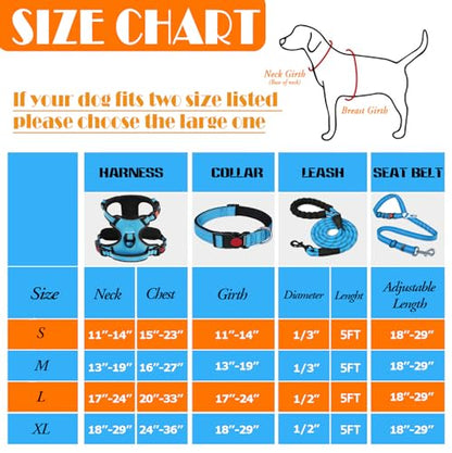 LOBEVE No Pull Dog Harness, Collar & Leash Set | Includes Dog Seat Belt, Collapsible Bowls & Poop Bag Dispenser. Ideal for Training, Walking, Hiking. Fits Small to Large Dogs(Blue-S) - color: Blue, size: Small
