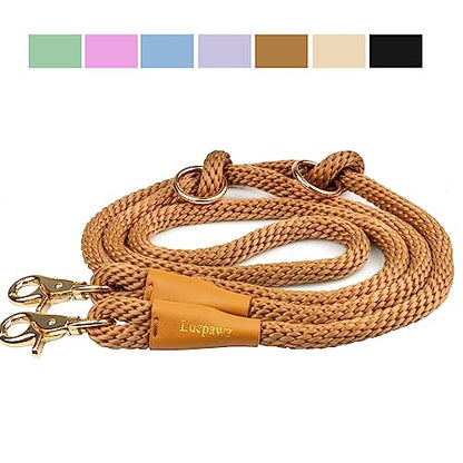 7FT Multifunctional Rope Dog Leash,Hands Free Crossbody Rope Leash - color: Macchiato