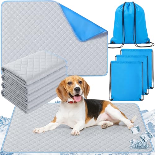 Nuanchu 4 Pack Dog Cooling Mat for X-Large Dogs, 39'' x 59'' Self Cooling Dog Pad with Storage Bags Pet Bed Blanket for Dogs, Breathable & Washable for Summer Indoor Outdoor Crate Car Seat Travel - size: XL-large(39 x 59")