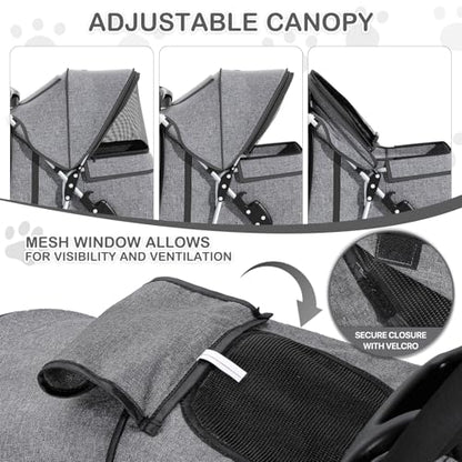 MoNiBloom 3 Wheels Pet Dog Cat Stroller for Small Medium Dogs and Cats, Lightweight Foldable Jogger Stroller w/Storage Basket and Cup Holder, Gray - color: Gray