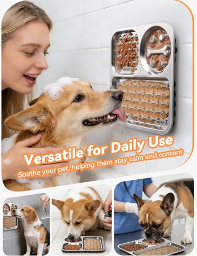 Stainless Steel Lick Mat for Dogs and Cats - FEELNEEDY Large Licking Pad with Suction Cups, Chew-Proof, Non-Slip Pet Licky Mat for Boredom Reducer and Anxiety Relief, Easy to Clean (1Pack)
