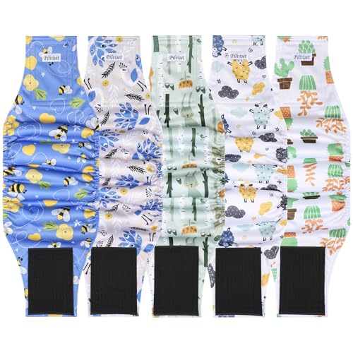 5 Pack Dog Diapers Male Reusable, Belly Bands for Male Dogs, High Absorbing Dog Pee Wraps for Doggie in Incontinence and Training Cactus S - color: Cactus, size: S