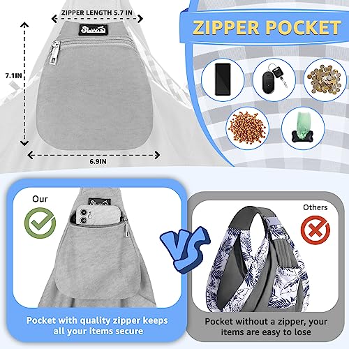 SlowTon Dog Carrier Sling - Thick Padded Shoulder Strap Adjustable Dog Carriers for Small Dogs, Puppy Carrier Purse for Pet Cat with Front Zipper Pocket Safety Belt Machine Washable (Light Gray, M) - color: D-Light Grey Knitted Fabric