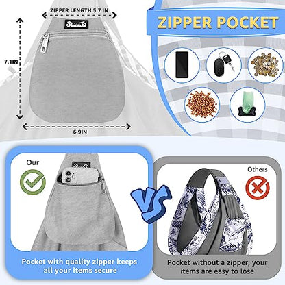 SlowTon Dog Carrier Sling - Thick Padded Shoulder Strap Adjustable Dog Carriers for Small Dogs, Puppy Carrier Purse for Pet Cat with Front Zipper Pocket Safety Belt Machine Washable (Light Gray, M) - color: D-Light Grey Knitted Fabric