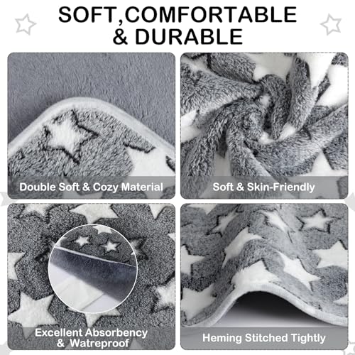 Tranqun 4 Pcs Waterproof Dog Puppies Cat Blankets Bed Mat Washable Crate Kennel Whelping Pads Reusable Pet Pee Pad Soft Reversible Pet Training Pads Sleep Floor Mat Guinea Pig Liner - color: Gray