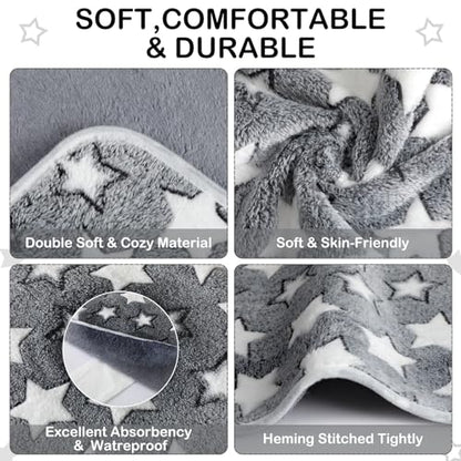 Tranqun 4 Pcs Waterproof Dog Puppies Cat Blankets Bed Mat Washable Crate Kennel Whelping Pads Reusable Pet Pee Pad Soft Reversible Pet Training Pads Sleep Floor Mat Guinea Pig Liner - color: Gray