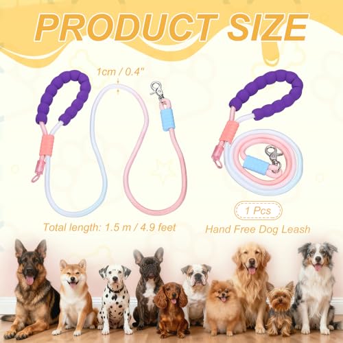 Dog Leash with Padded Hands Free, 4.9ft/1.5m Adjustable Bungee Dog Training Leash, No Pull Heavy Duty Nylon Rope(Green Purple), Intended for Large Medium Pet Running/Hiking/Walking - color: Green Purple, size: 4.9ft/1.5m