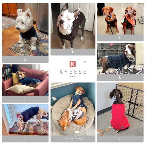 KYEESE Dog Sweater with Leash Hole Warm Pullover with Reflective Yarn for Small and Medium Dogs Male Soft Knit Pullover Boy Dog Coats Cozy Lightweight Thick Sweater,Navy Blue,Large - color: 1# Navyblue, size: L (30-45lbs)