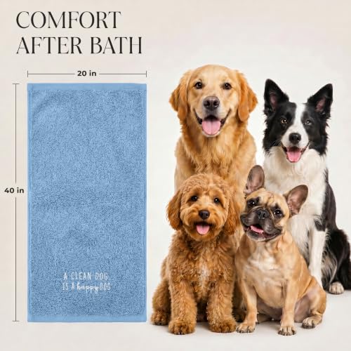 DAN RIVER Dog Towel - Pack of 1, 100% Cotton, 20x40, Ultra Soft 450 GSM, Super Absorbent & Quick Drying Towel for Dogs, Cats, and Other Pets, Riviera. - color: Riviera