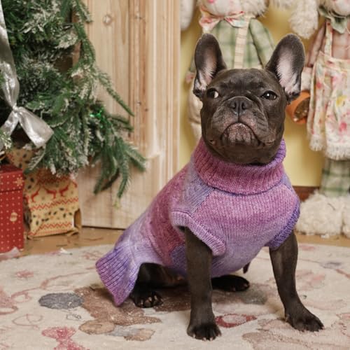 QBLEEV Dog Sweater Dress & Pullover for Girls - Christmas & Holiday, Warm, Winter & Fall Sweaters - XL (Female) - color: Gradient Purple, size: X-Large
