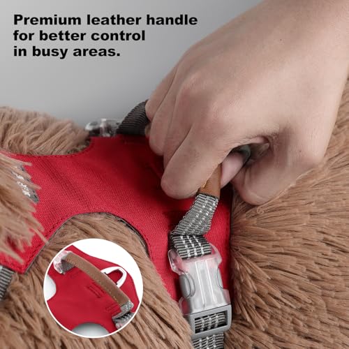 No Pull Dog Harness – Adjustable Reflective Nylon Vest for Small Medium Large Dogs, Escape Proof Training Harness with Leather Control Handle, Lightweight Aluminum Hardware (Red, XL) - color: Red, size: XL