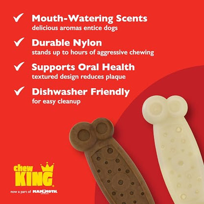 Chew King by Mammoth Gear Nylon Bones, Textured Bacon Flavored Chew Toy - size: Medium, style: Bones (2 Pack)