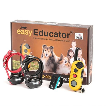 E-Collar Educator EZ 1/2 Mile Dog Training Collar, 2 Dog, Yellow | Ergonomic Remote, Safe Humane Vibration Stimulation, Pavlovian Tone, Waterproof Odorproof Biothane Collar - size: 2 Dog